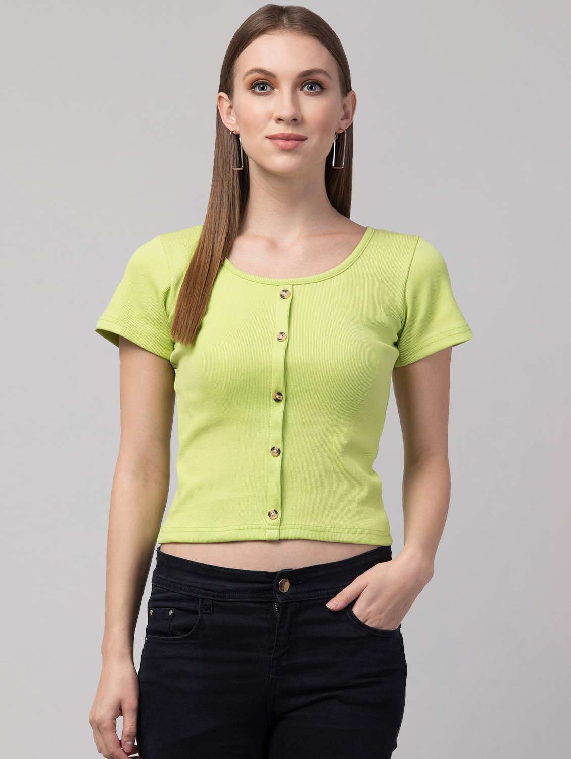 lime self design crop top
