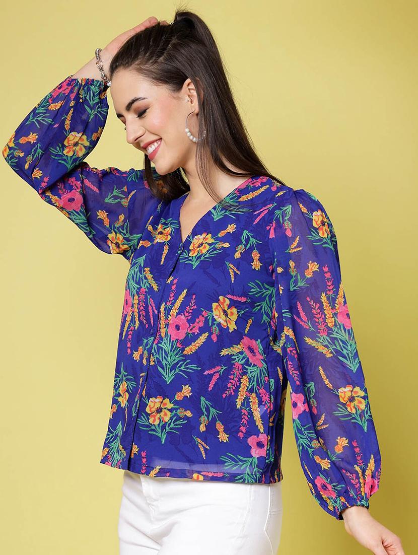 women multi color floral polyester regular shirt - 20360093 - Standard Image - 1