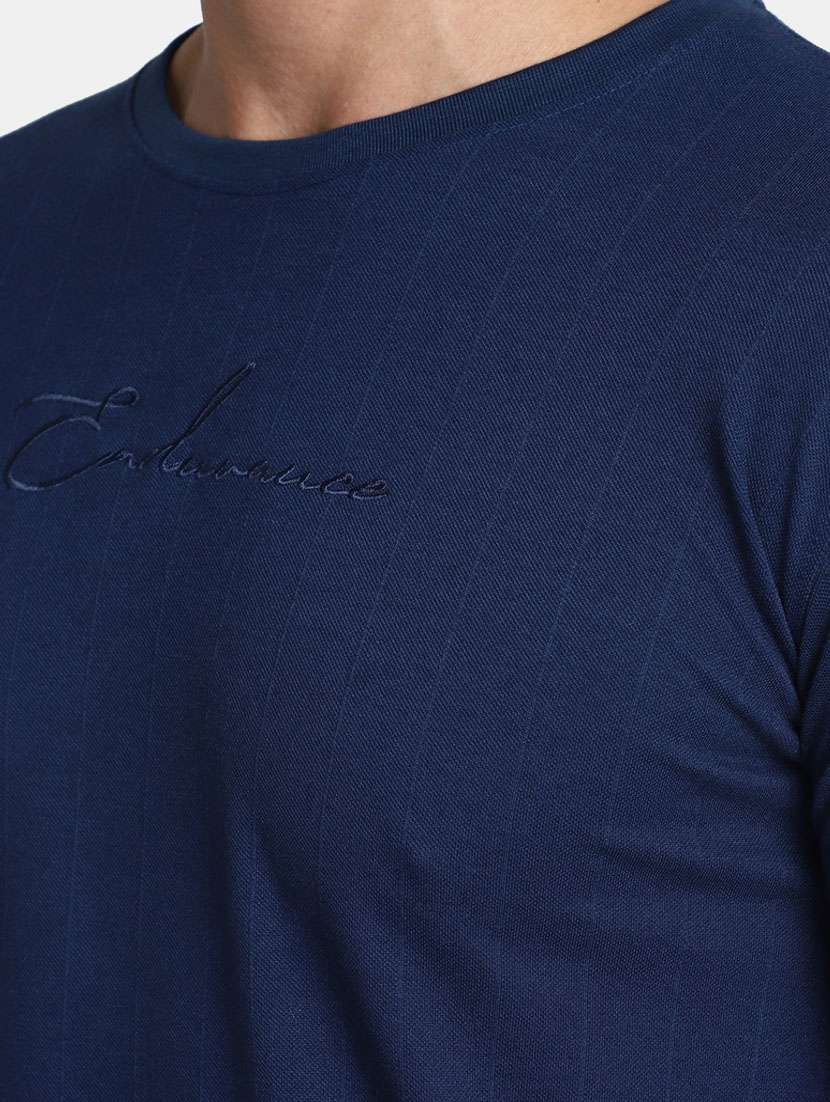 men navy blue solid long sleeves cotton regular t-shirt - 20361494 -  Standard Image - 4