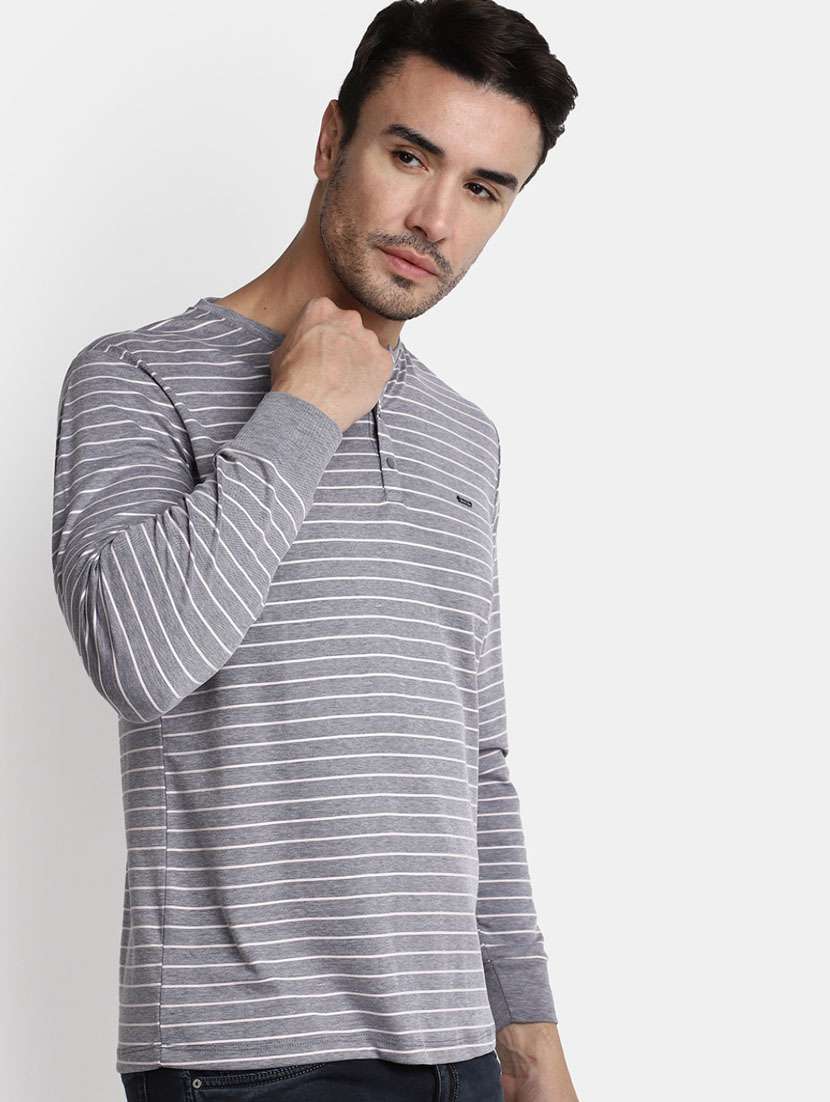 men grey striped cotton t-shirt - 20361496 -  Standard Image - 1