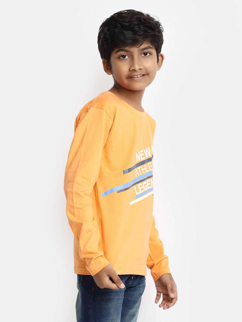 boys orange graphic print cotton blend t-shirt - 20361574 -  Standard Image - 1