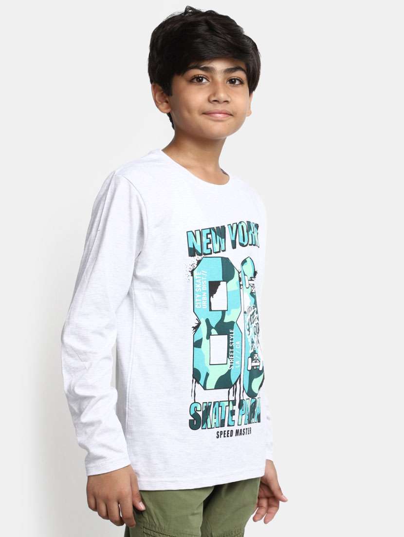 boys white round neck cotton t-shirts - 20361673 -  Standard Image - 1