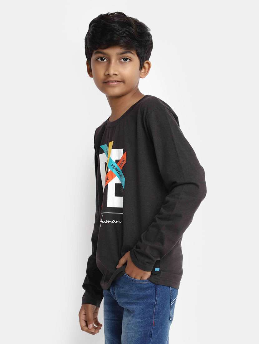 boys black round neck t-shirts - 20361691 -  Standard Image - 1