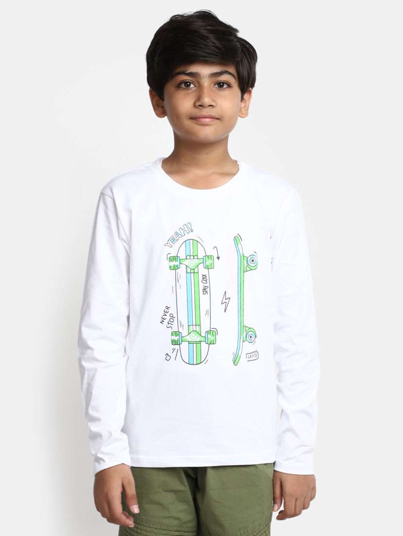 boys white round neck t-shirts - 20361692 - Zoom Image - 0