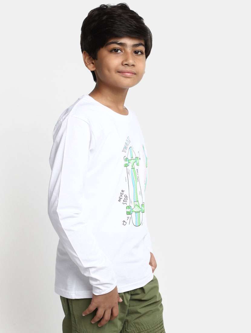 boys white round neck t-shirts - 20361692 - Standard Image - 1