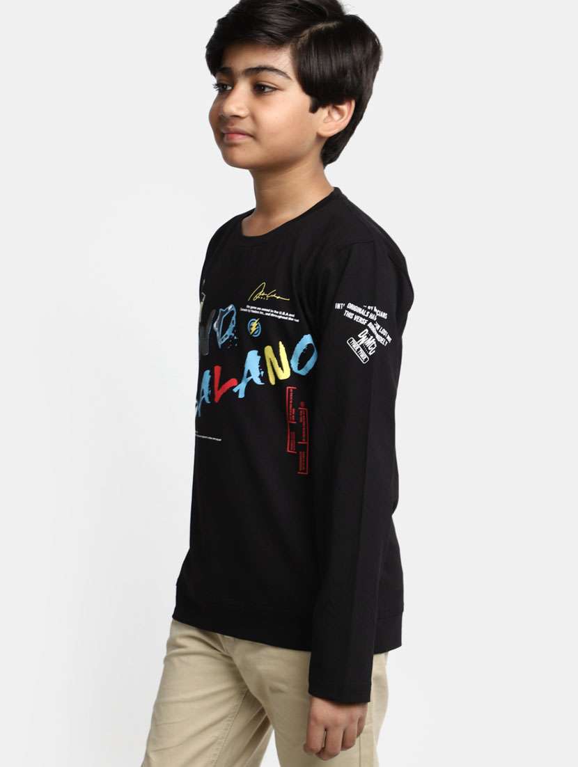 boys black round neck t-shirts - 20361701 -  Standard Image - 1