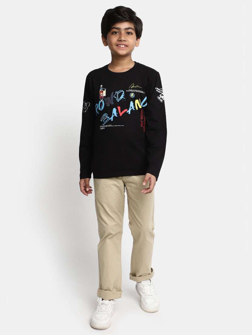 boys black round neck t-shirts - 20361701 -  Standard Image - 4