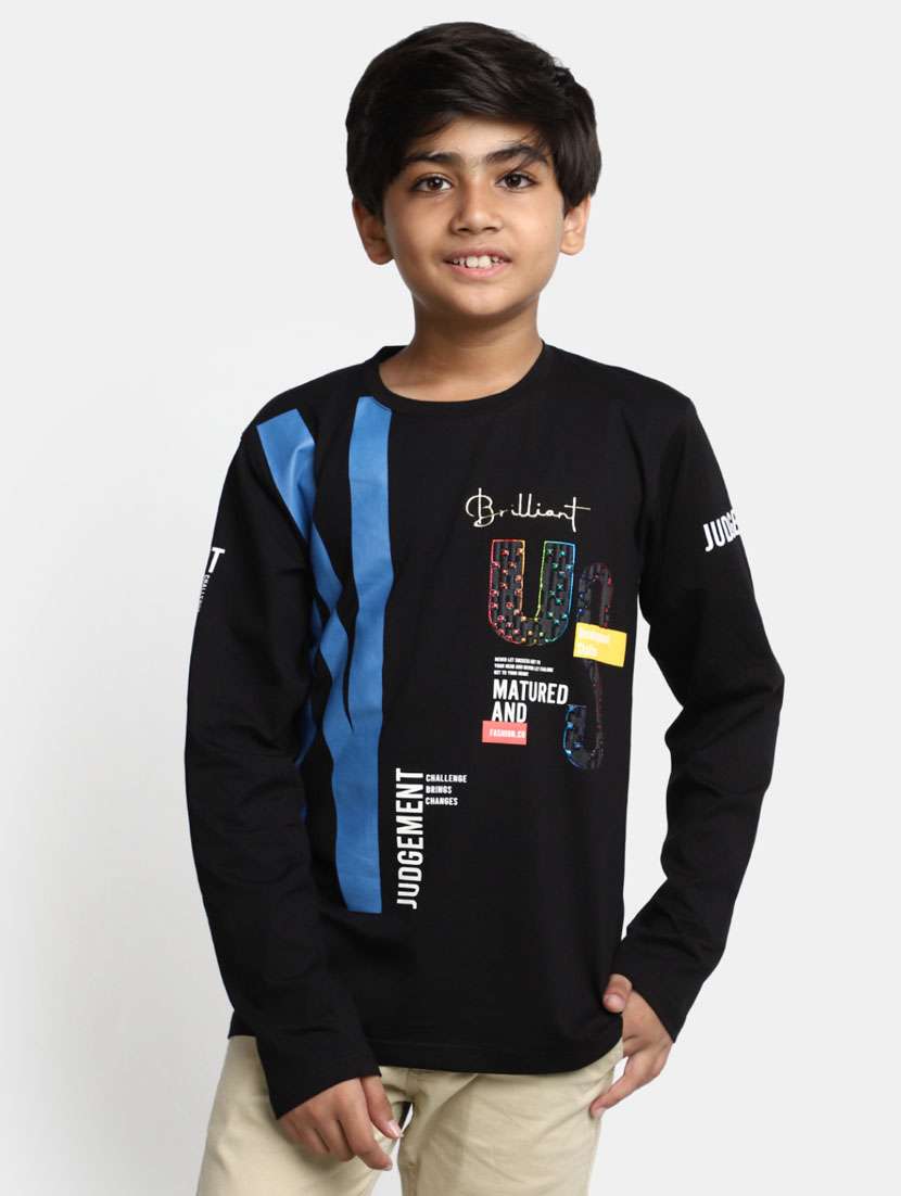 boys graphic black cotton t-shirt