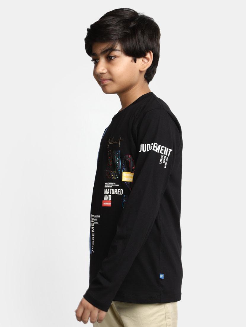 boys graphic black cotton t-shirt - 20361703 - Standard Image - 1