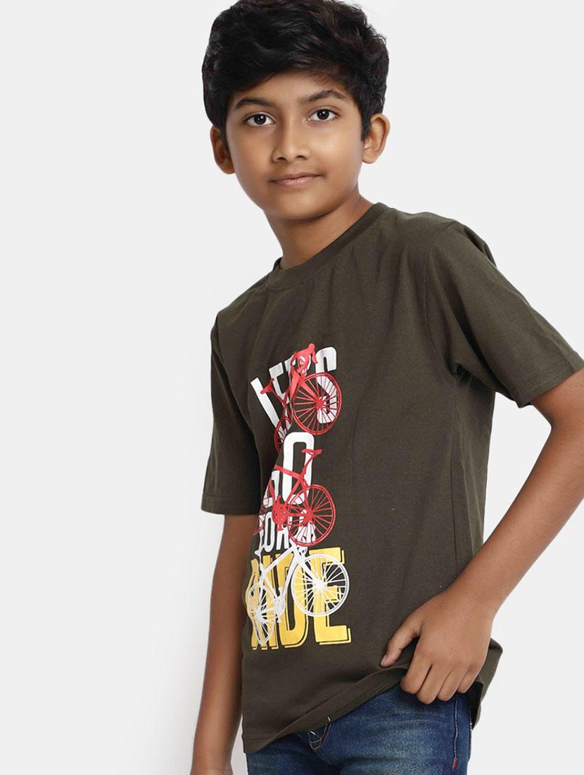boys round neck typographic print t-shirt - 20361718 -  Standard Image - 1