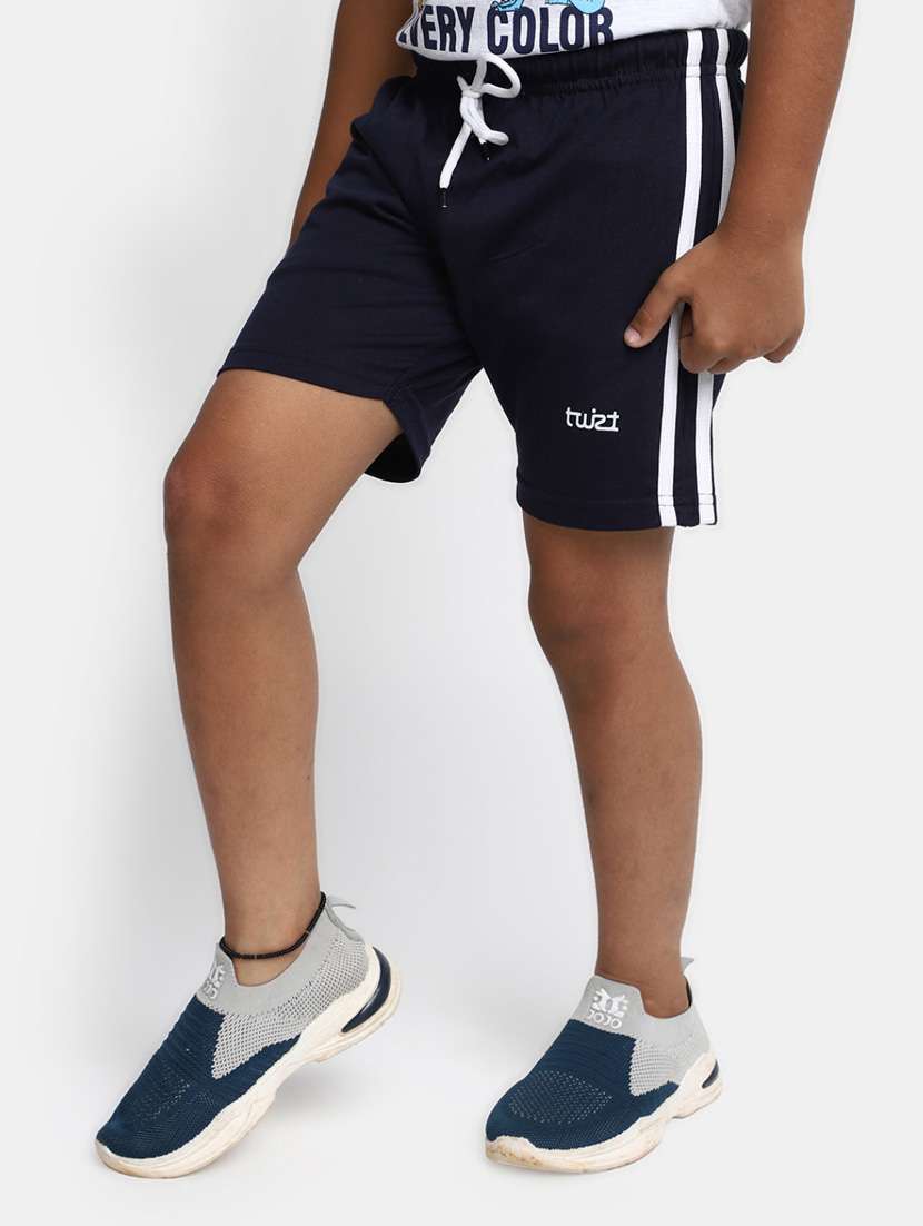 Boys Blue Solids Three Fourth Shorts - 20361744 -  Standard Image - 1