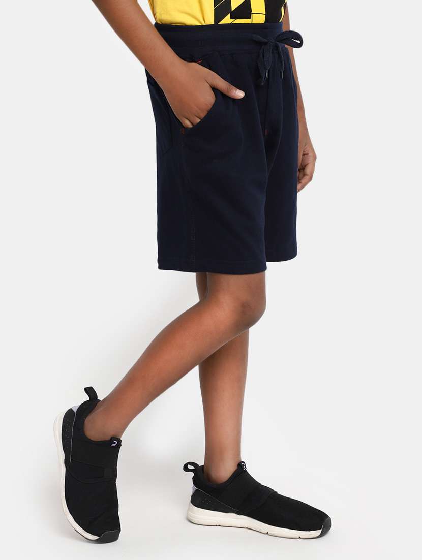 boys blue solids three fourth shorts - 20361746 -  Standard Image - 1