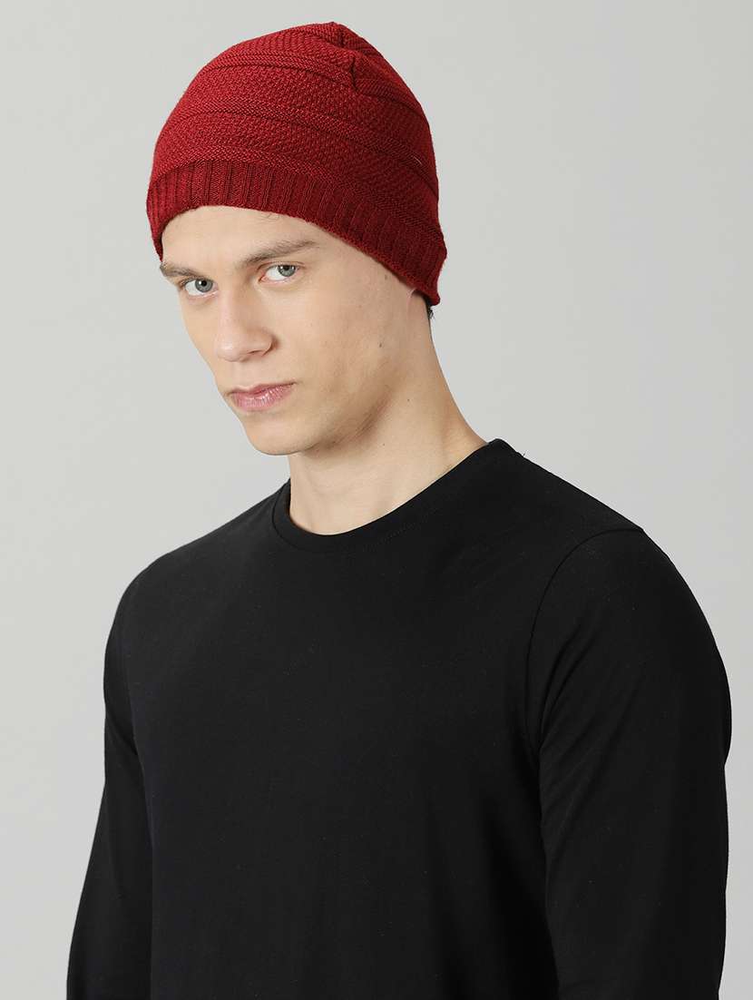 ausk men's solid winter cap - 20361865 -  Standard Image - 1