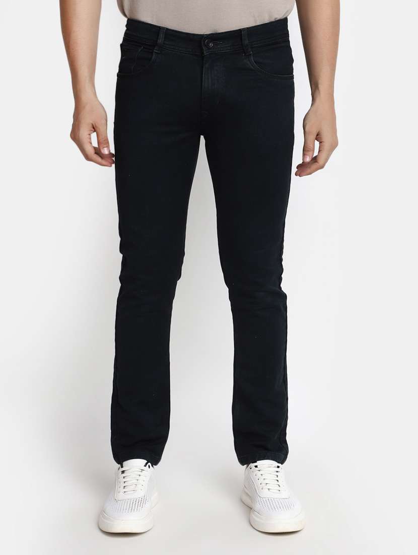 men solid mid rise jeans