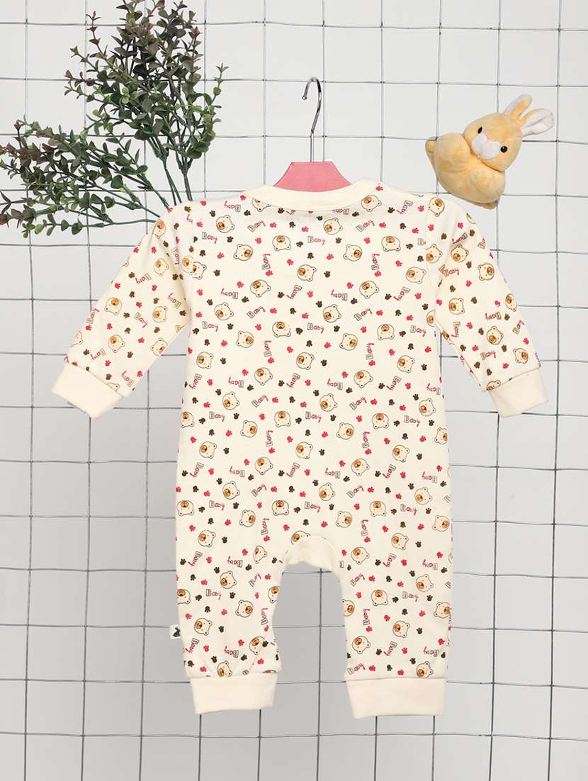 kids cream printed long sleeve romper - 20362013 -  Standard Image - 1