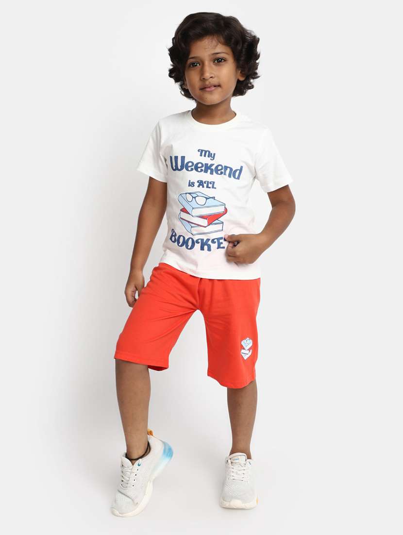 Boys Typographic Printed Shorts Set - 20362044 -  Standard Image - 1