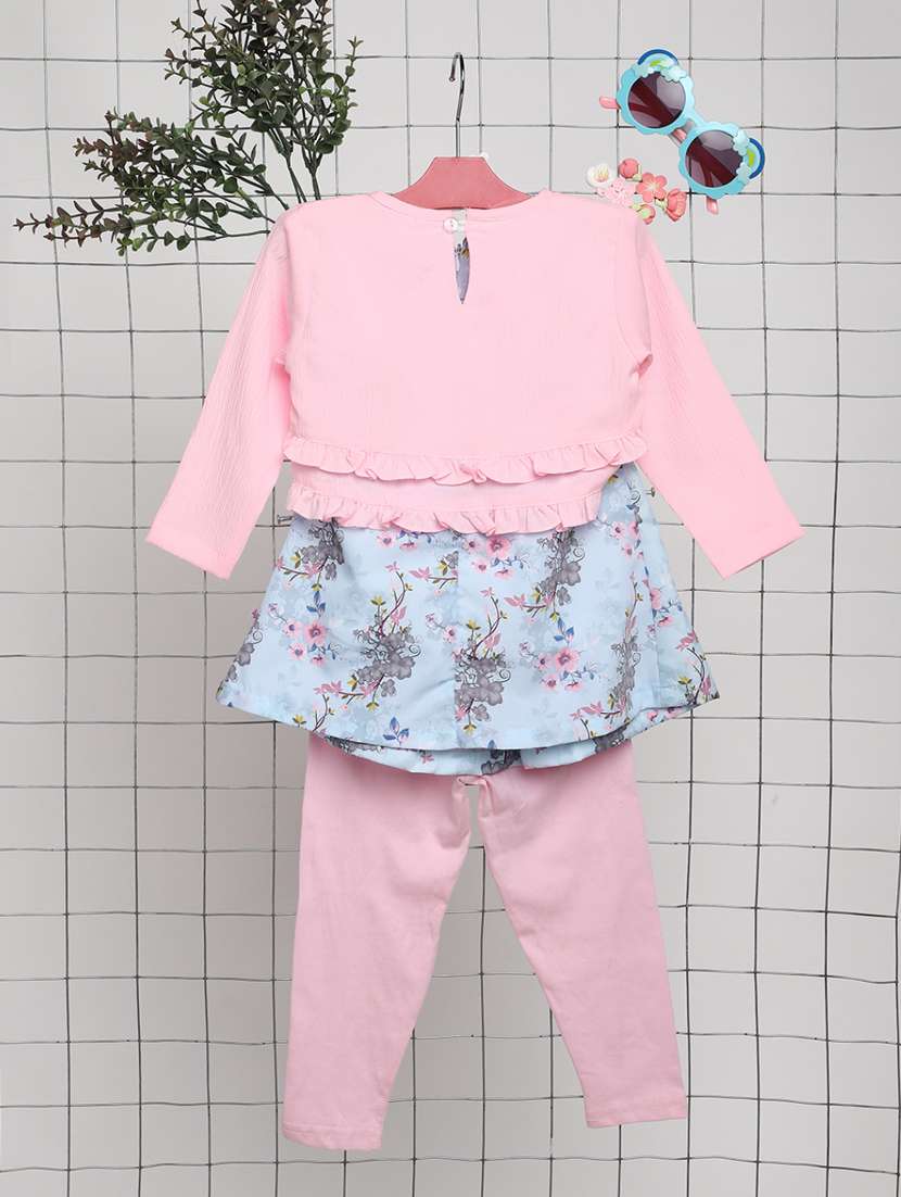 girls pink & blue polyester twin set - 20362087 - Standard Image - 1