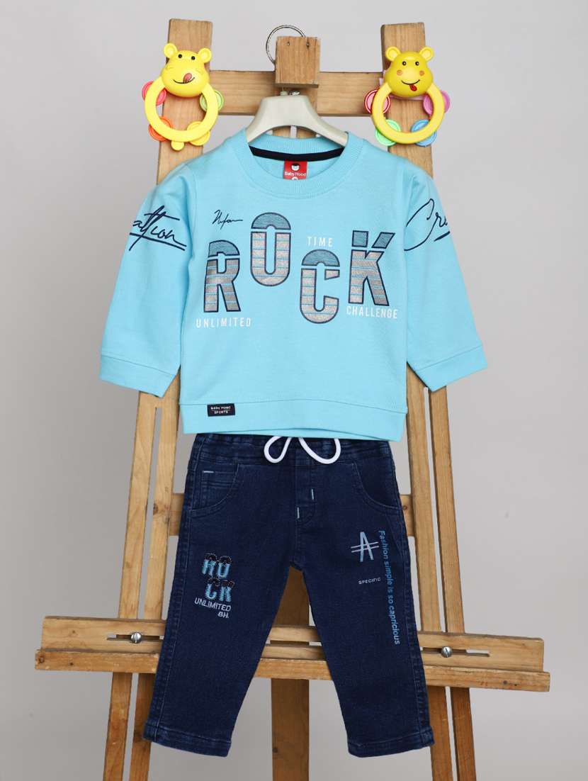 boys blue cotton full length sets
