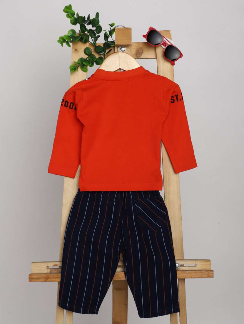 boys red & navy blue cotton twin set - 20362128 -  Standard Image - 1