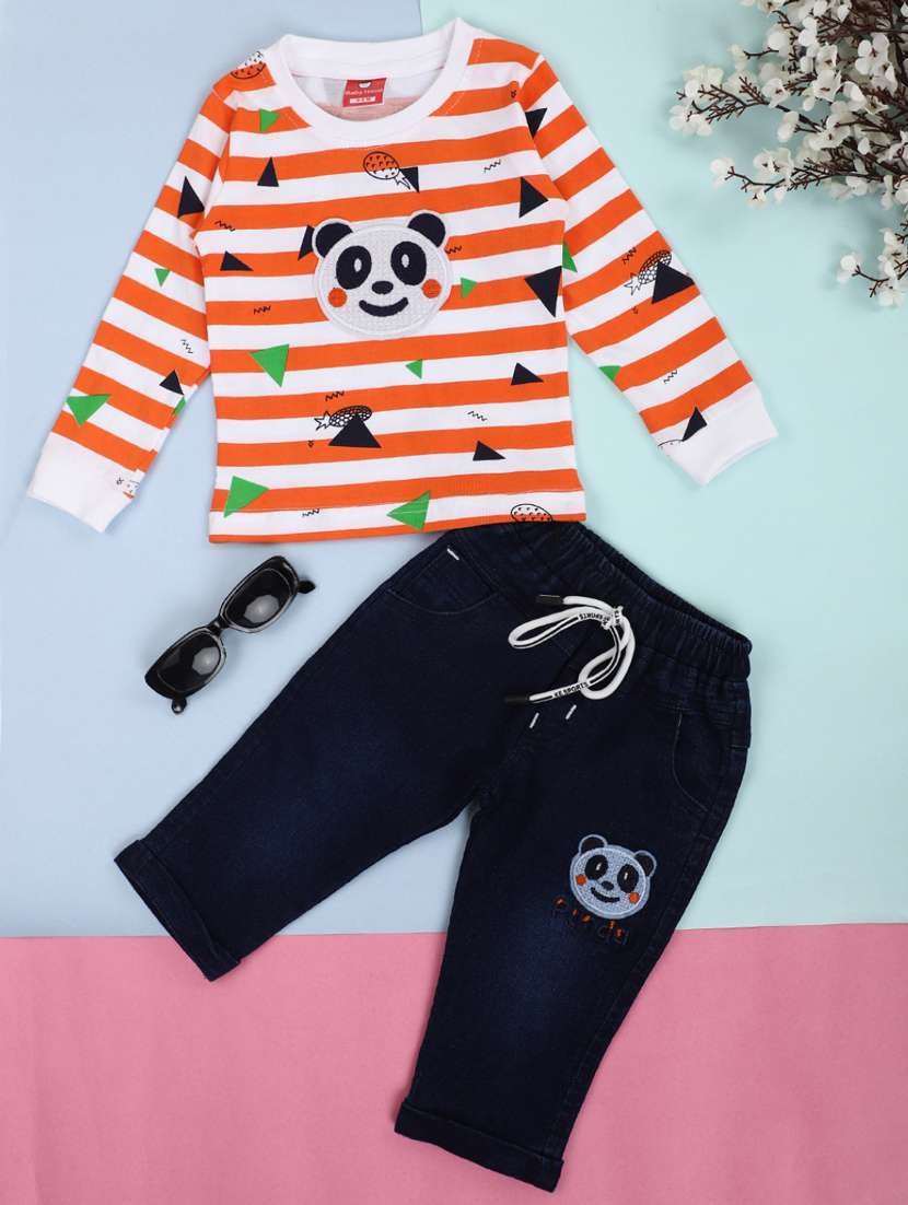 boys striped full length dungree