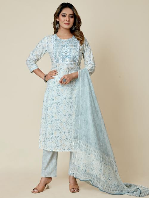 white colored kurta pant set - 20362210 - Standard Image - 0
