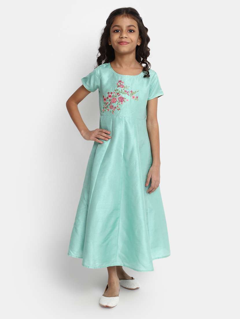 girls round neck short sleeves frock