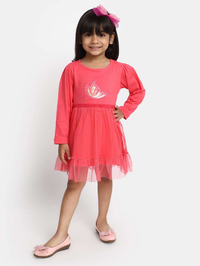girls round neck long sleeves frock - 20362306 -  Standard Image - 4