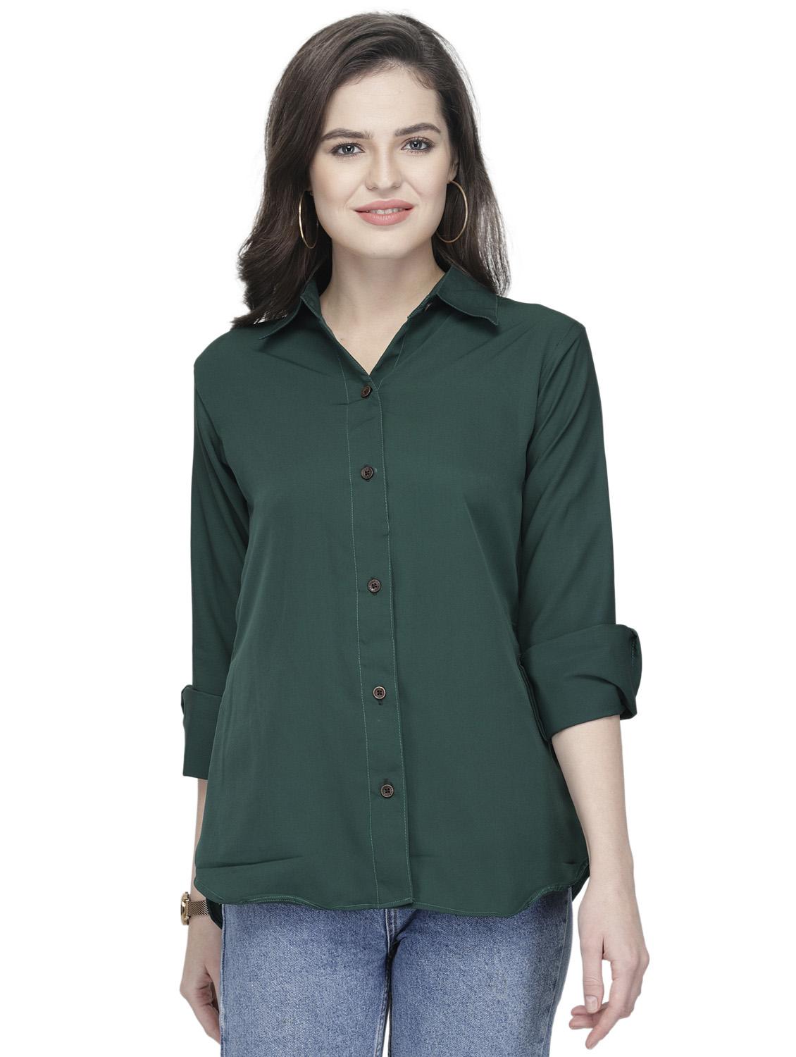 women green crepe regular shirt - 20362325 - Zoom Image - 0