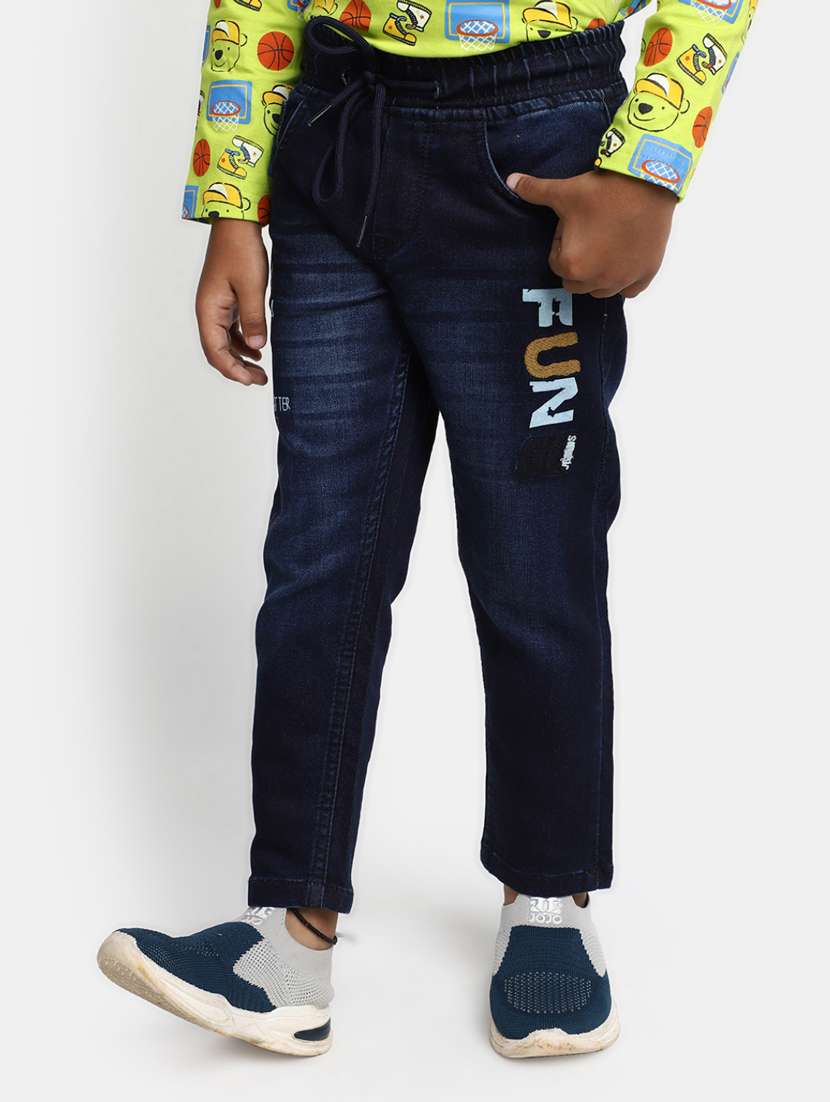 boy's patched slim fit jeans - 20362341 -  Standard Image - 1