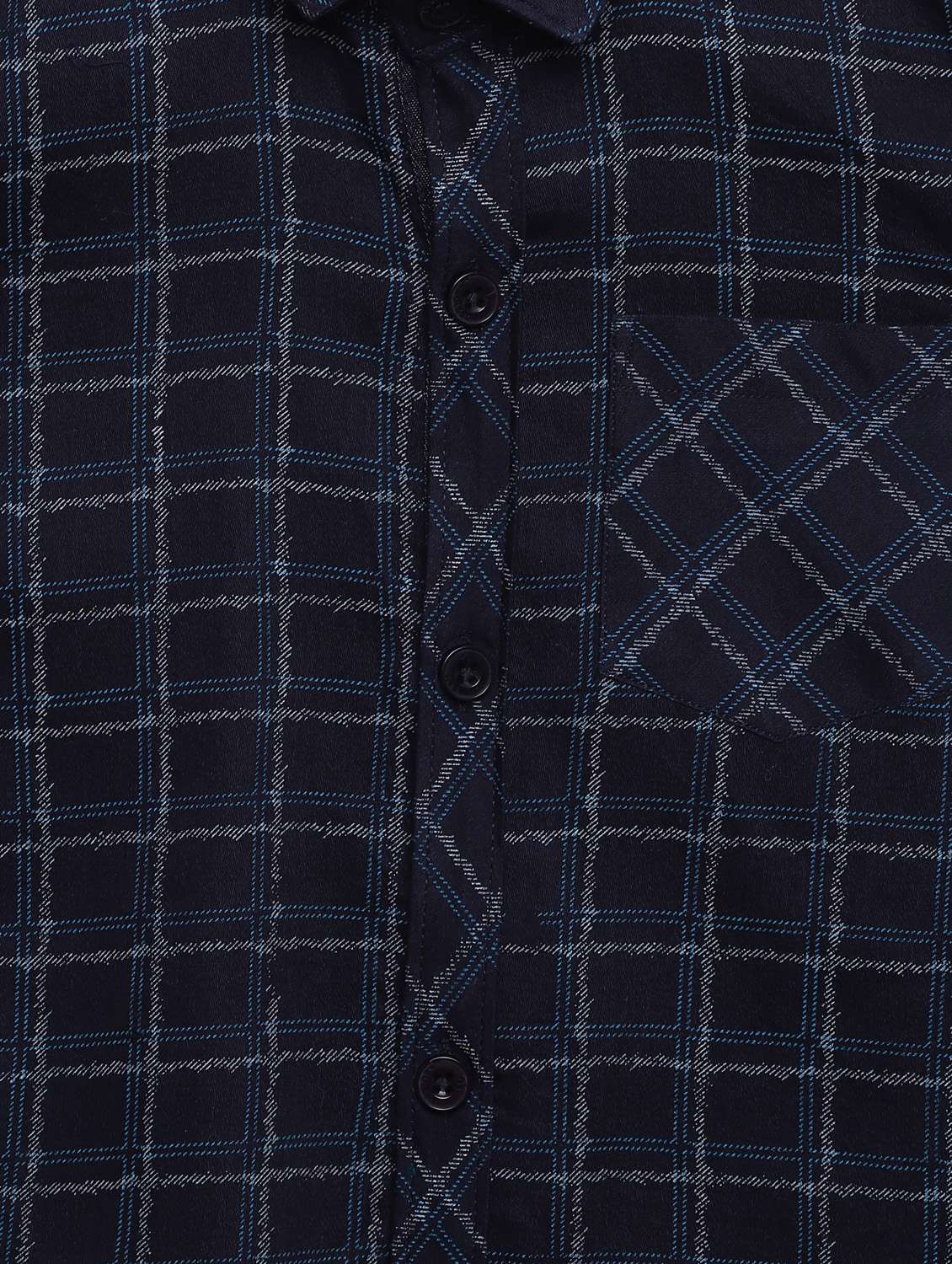 navy blue checkered long sleeves shirt - 20362453 -  Standard Image - 4