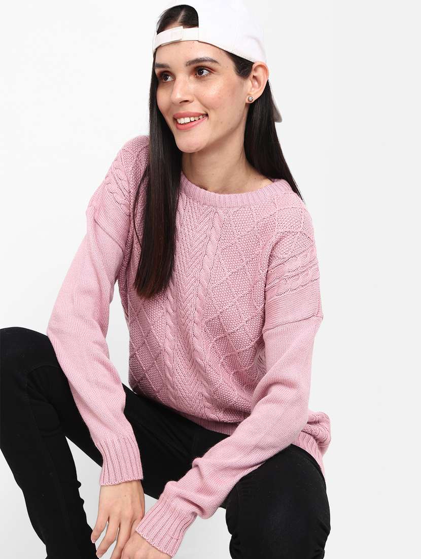 women's mauve cotton wool pullover - 20362837 -  Standard Image - 4
