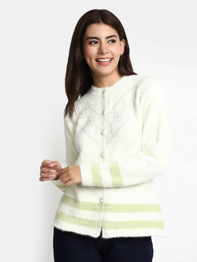 white jacquard cardigan