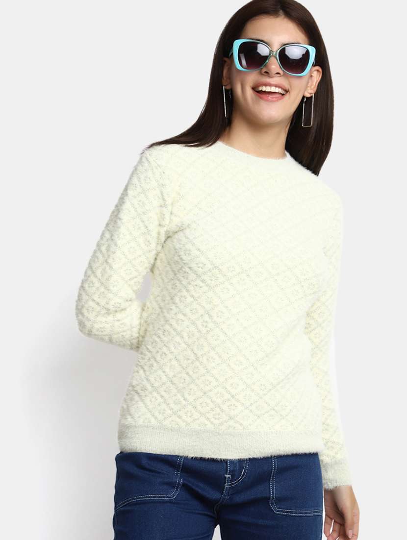 women cream cotton wool pullover - 20362859 -  Standard Image - 4