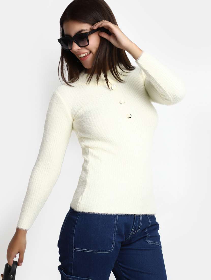 women cream cotton wool pullover - 20362862 -  Standard Image - 4
