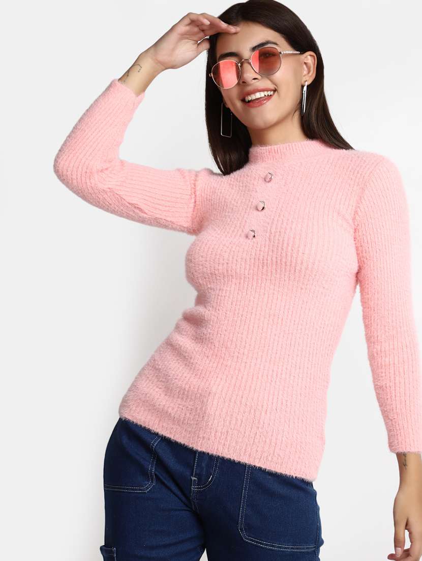 women pink cotton wool pullover - 20362863 - Standard Image - 4