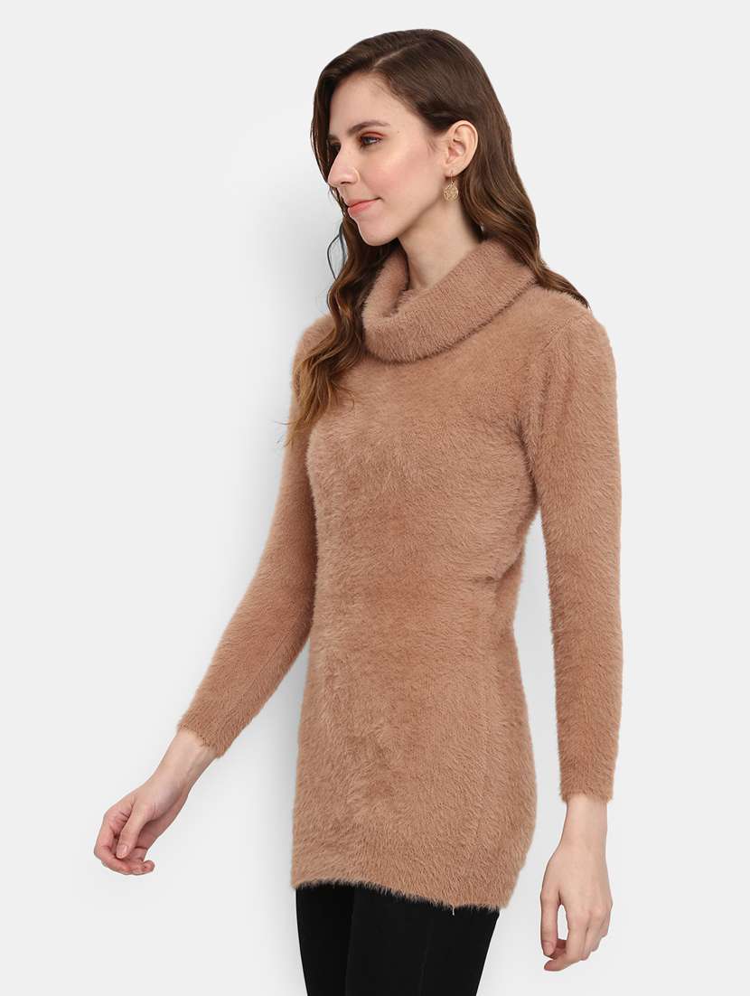 women's brown turtle neck pullover - 20362902 -  Standard Image - 1