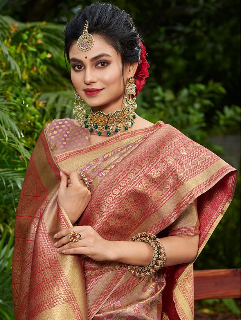 women's self design gold colored saree with blouse - 20363363 -  Standard Image - 1