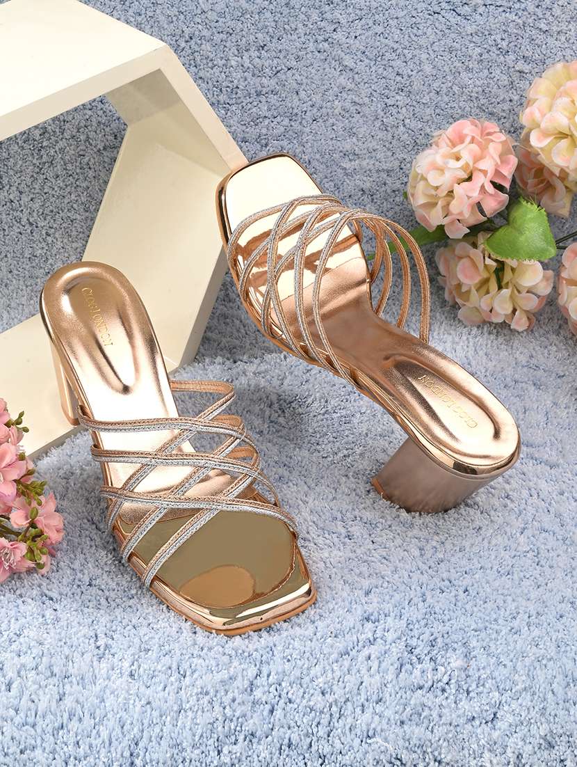 copper synthetic slip on sandals - 20363819 - Zoom Image - 0
