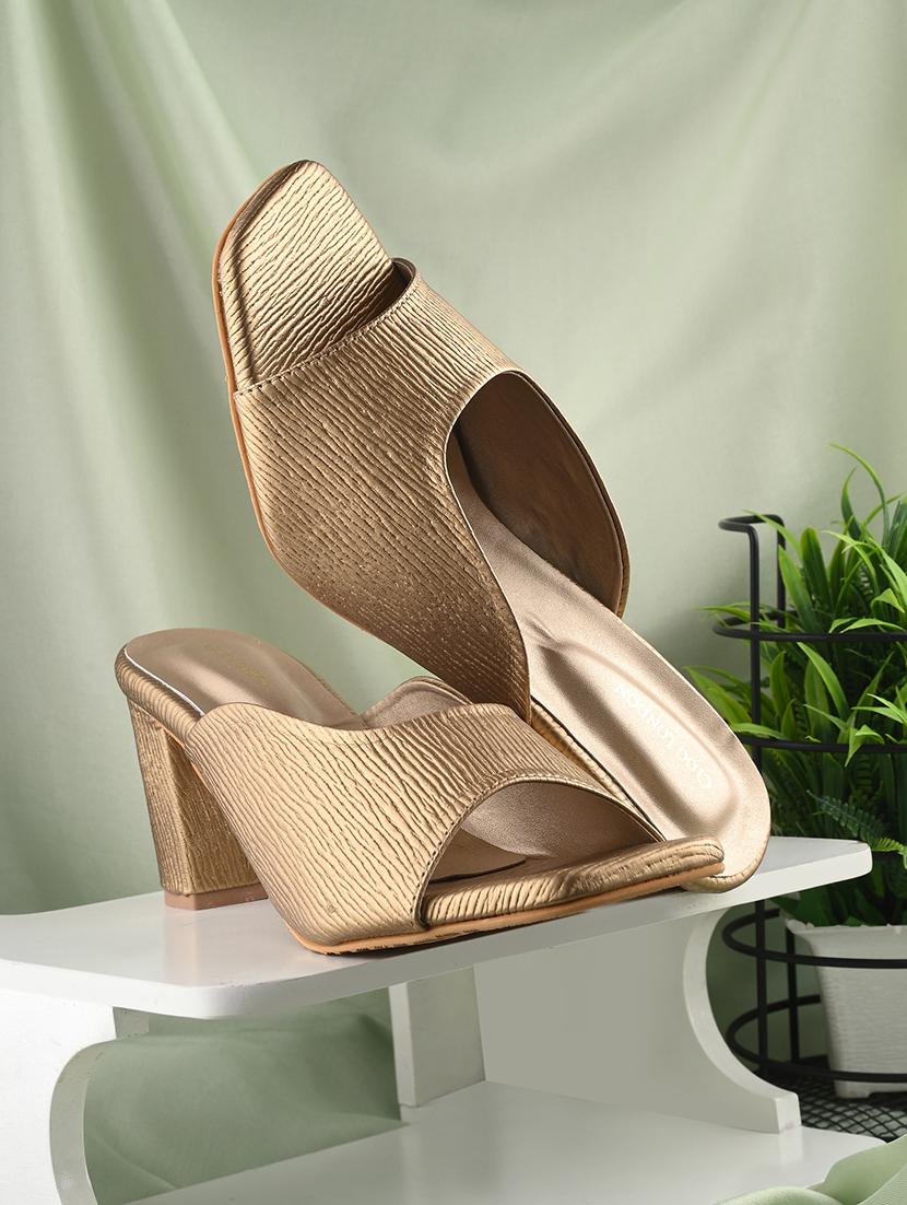 gold synthetic slip on sandals - 20363829 - Zoom Image - 0