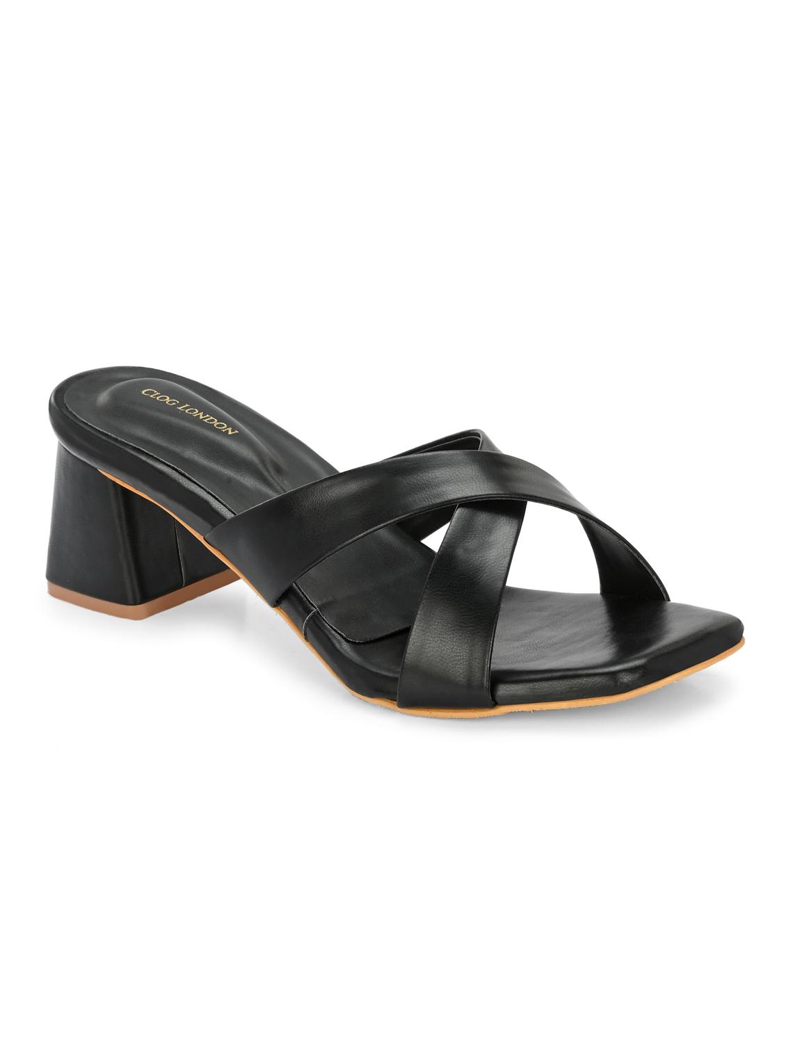black synthetic slip on sandals - 20363831 - Zoom Image - 0