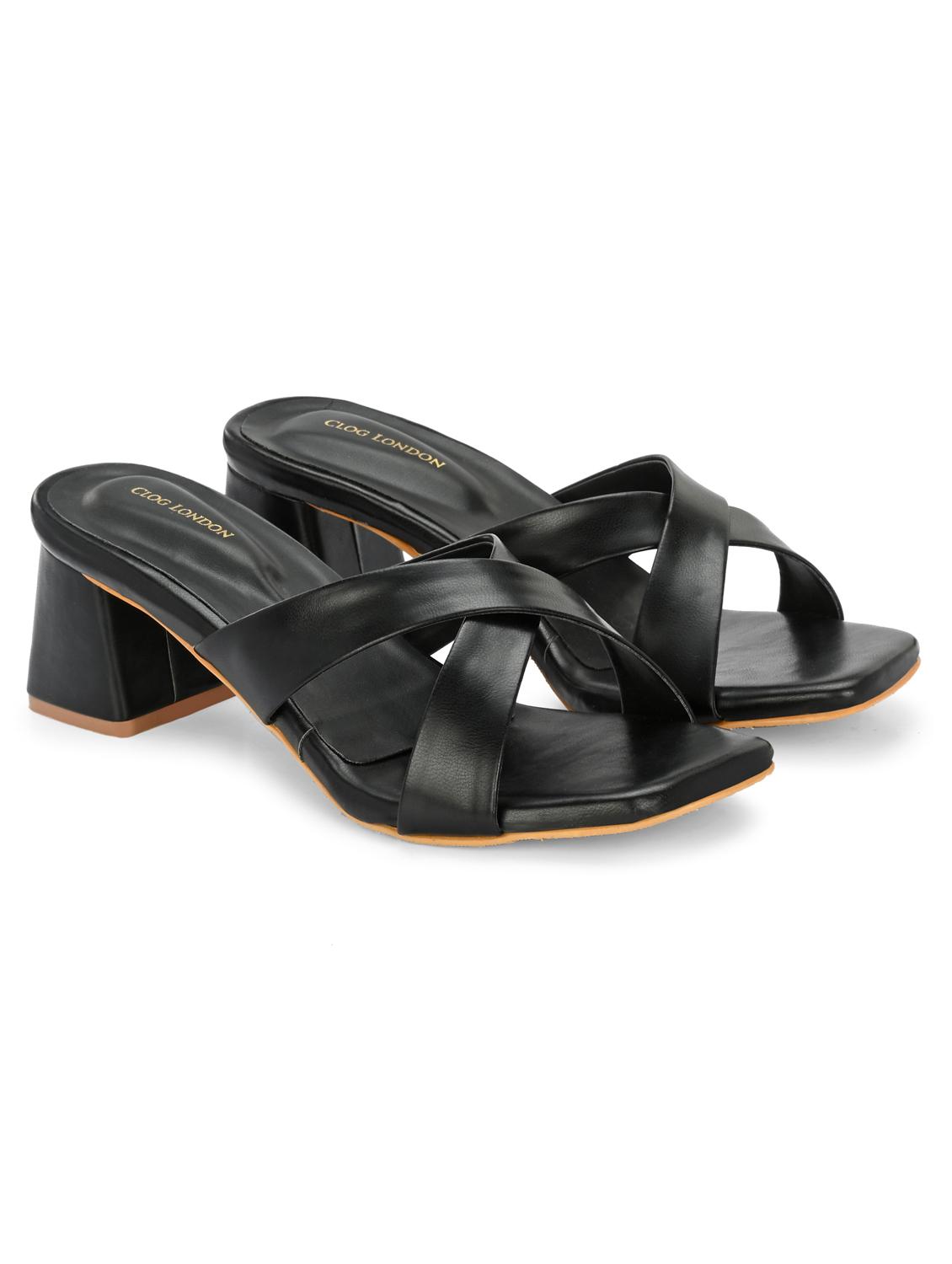 black synthetic slip on sandals - 20363831 - Standard Image - 1
