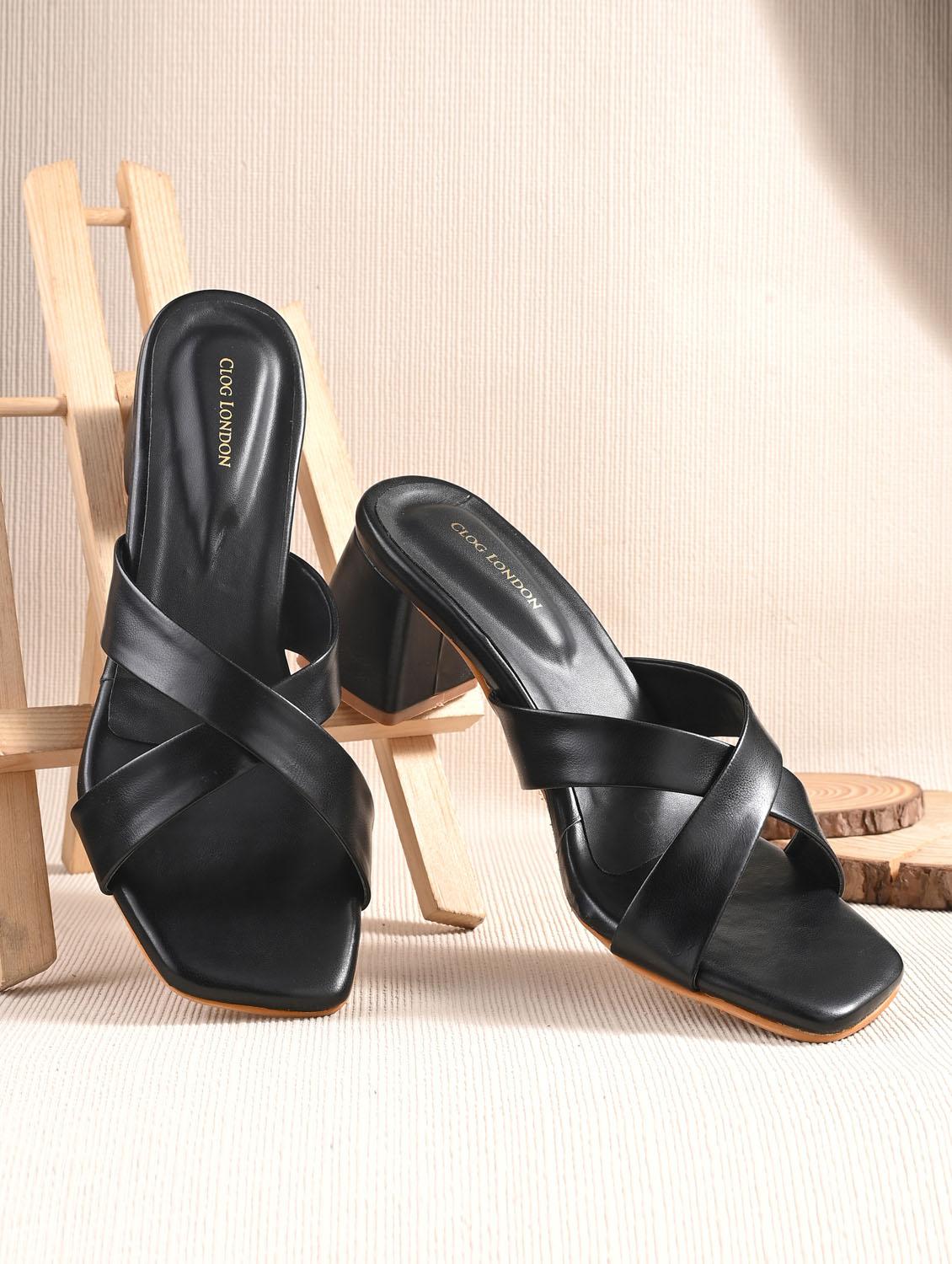 black synthetic slip on sandals - 20363831 - Standard Image - 4