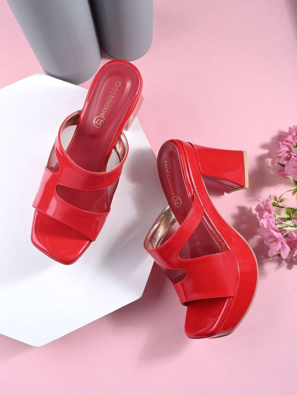 red slip on sandal - 20363837 -  Standard Image - 4