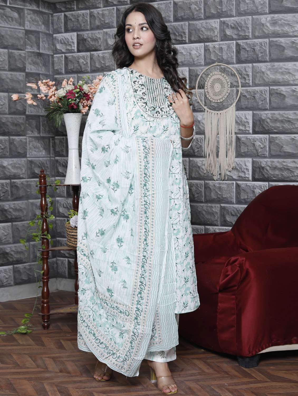 white colored kurta pant set - 20363914 -  Standard Image - 1