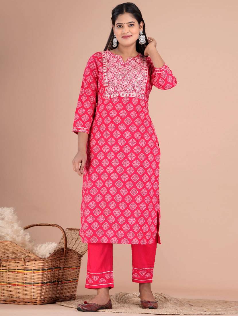 pink colored kurta pant set - 20363922 -  Standard Image - 1