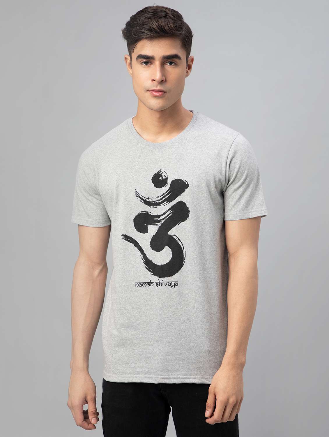 grey printed short sleeve t-shirt - 20366367 -  Standard Image - 1