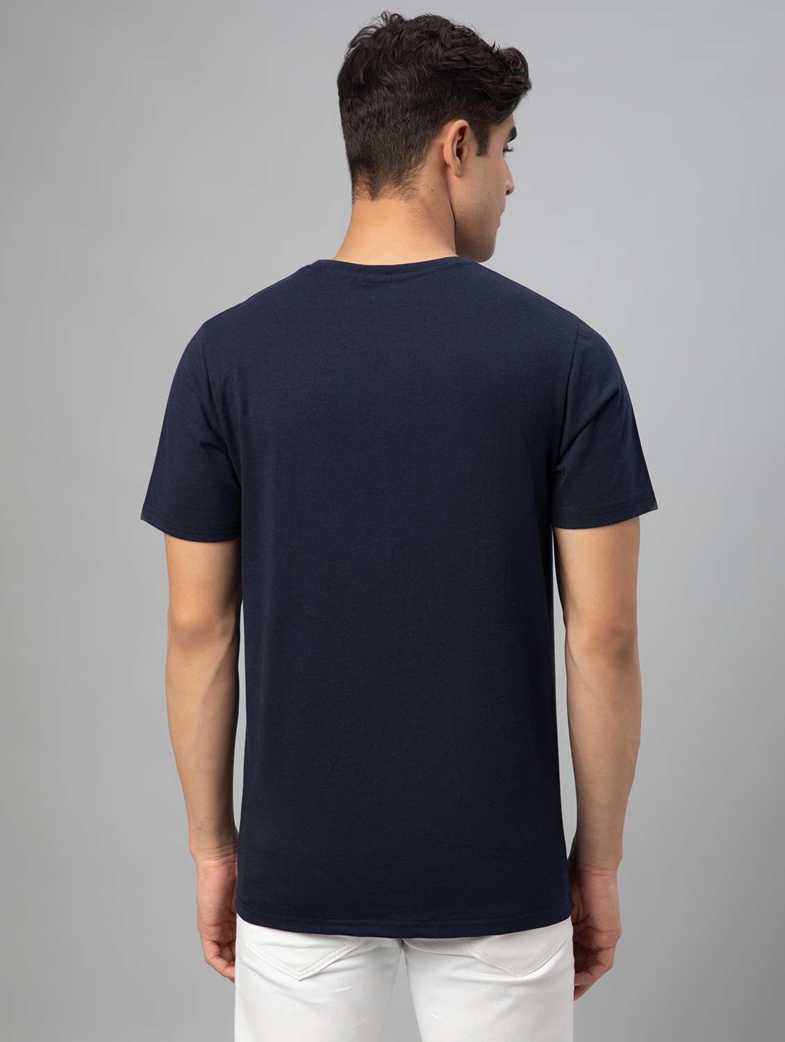 navy blue printed short sleeve t-shirt - 20366371 -  Standard Image - 4