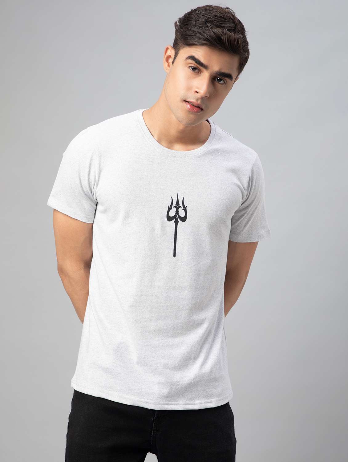 grey printed short sleeve t-shirt - 20366372 -  Standard Image - 1