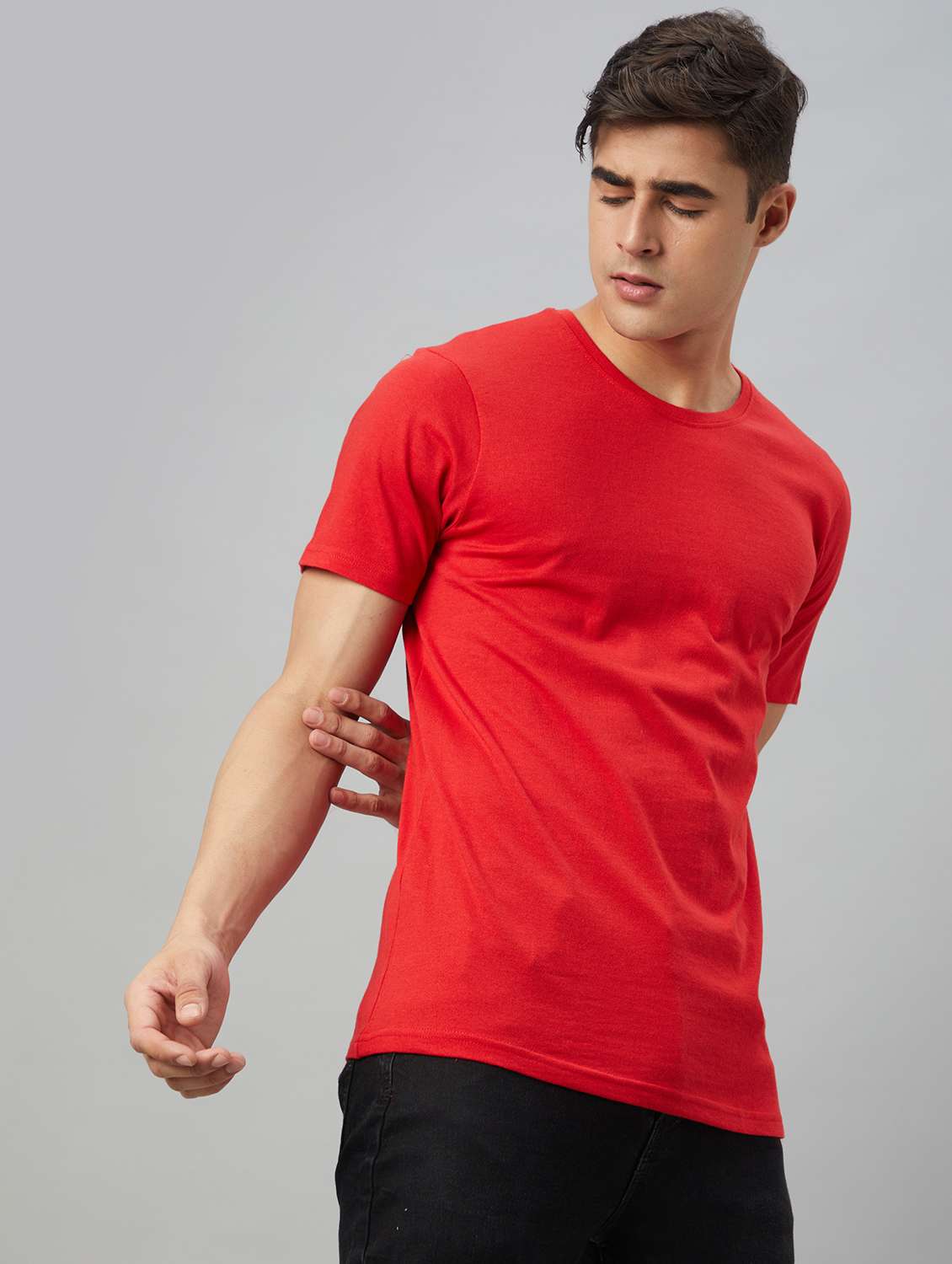 red cotton plain tshirt - 20366376 -  Standard Image - 1