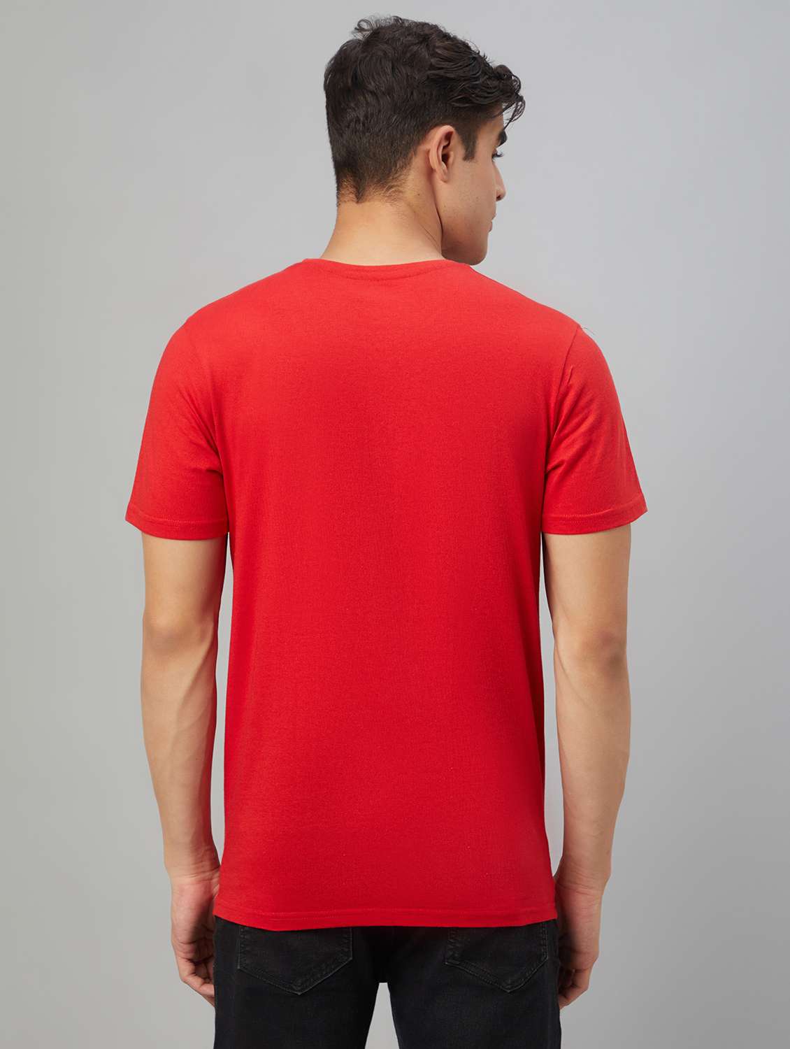 red cotton plain tshirt - 20366376 -  Standard Image - 4